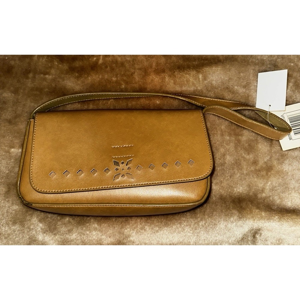 New Mondani New York Purse Mini Saratoga Camel Shoulder Bag Hook & Loop